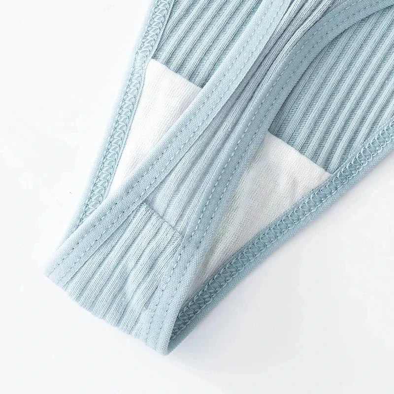 Women's Panties Seamless Ribbed Thongs Low Waist Underpants Comfortable Cotton G-strings Solid Color Underwear Female Lingerie